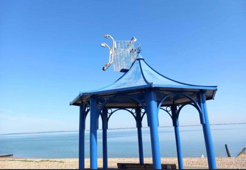 The trolley was found on Sheerness Beach. Picture: Ian Arnell