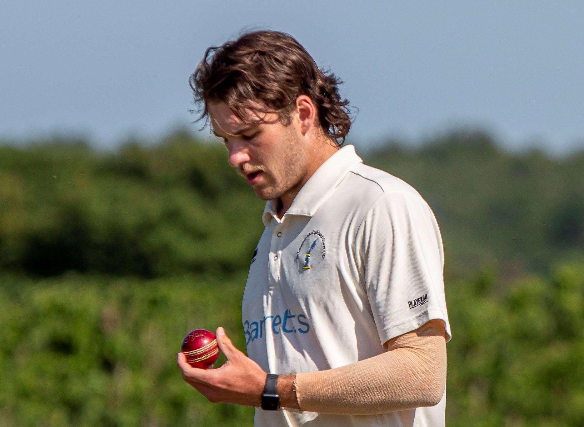 St Lawrence & Highland Court’s Australian overseas Jack Heuston prepares to bowl. Picture: Phillipa Hilton