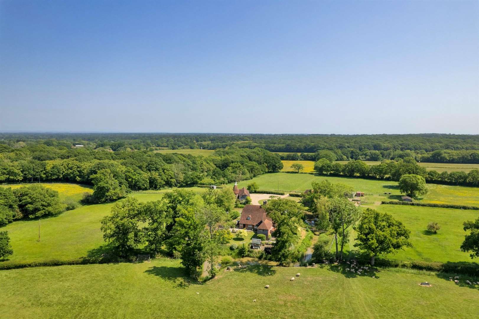 The medieval farmland plot on the outskirts of Biddenden, near Tenterden, is roughly the size of 48 football pitches