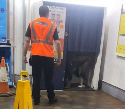 A TikTok video shows a frisky couple being caught romping at Faversham railway station. Picture: TikTok / @44abzz