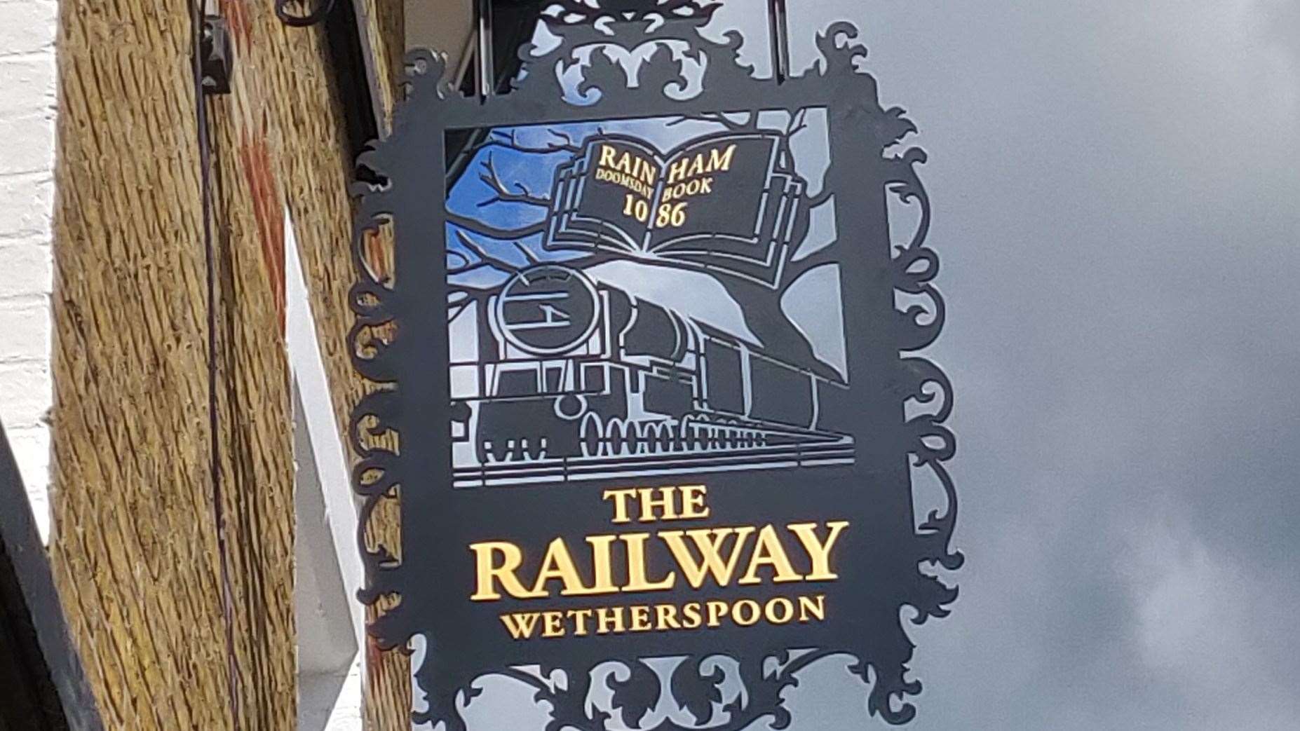 There are a couple of errors in the sign for the new Railway Pub in Rainham