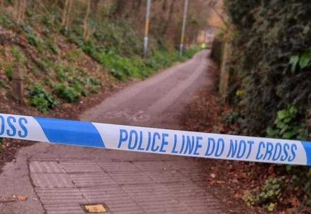 The alleyway to Beverley Meadow in Canterbury was taped off. Picture: Dan Giff