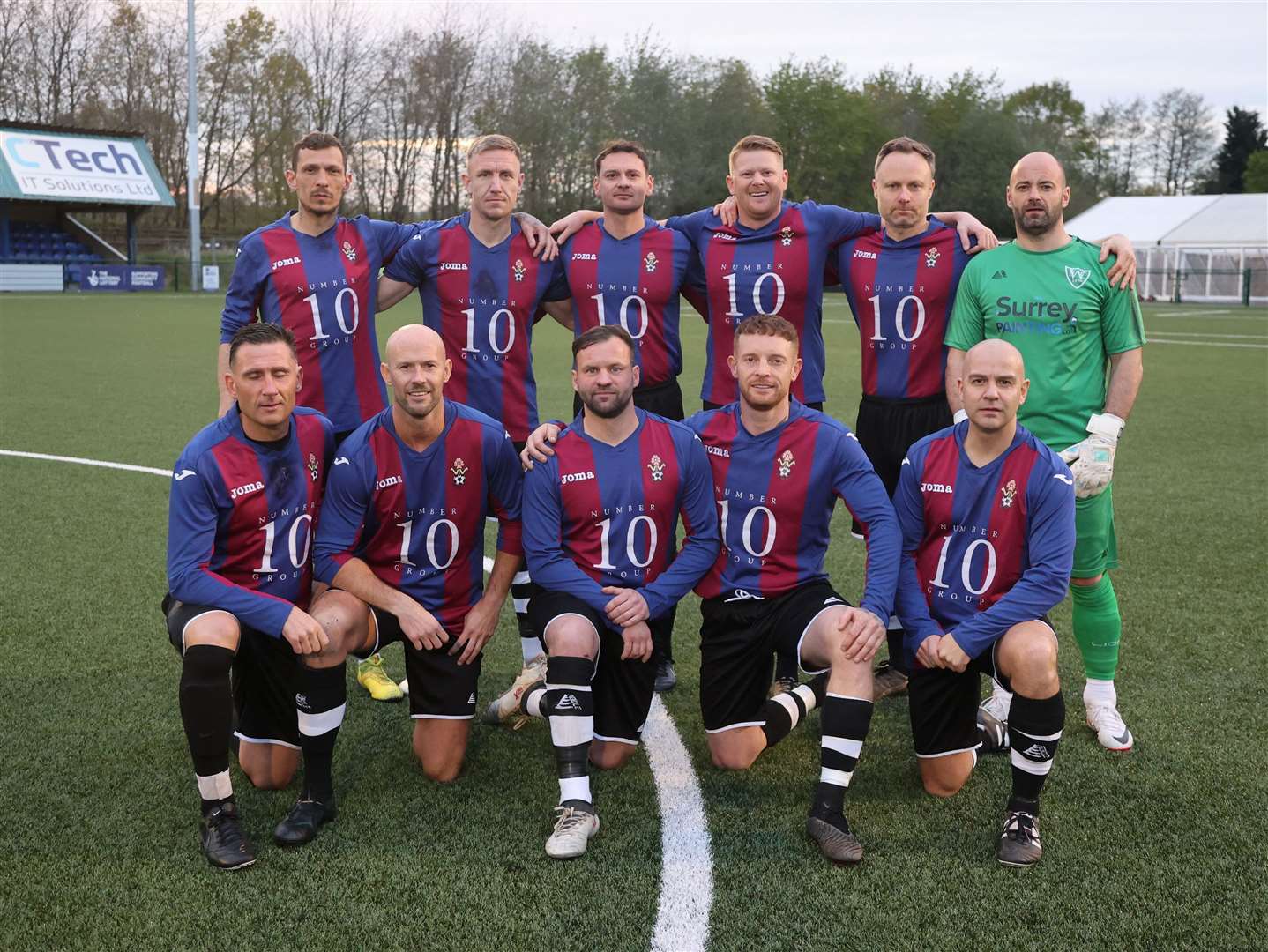 Runners-up Warlingham FC line up before kick-off. Picture: PSP Images