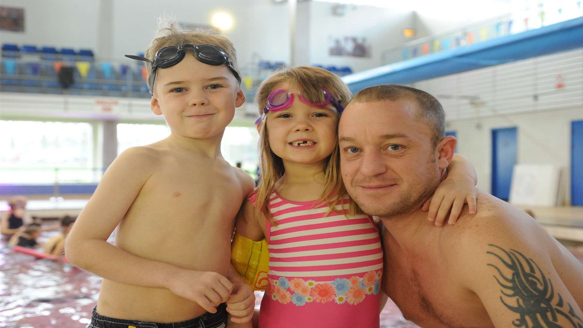 Mick Wileman with Alfie, seven, and Grace, six, at Medway Park.