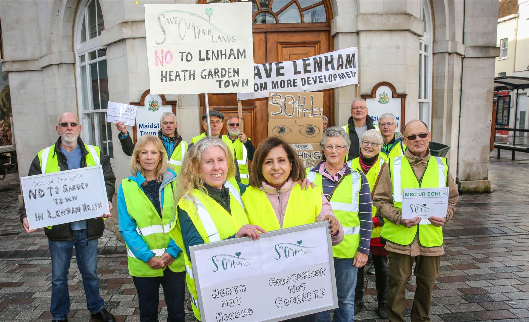 Kate Hammond (centre left) of Save Our Heathlands, believes the Chapel Farm quarry is another reason the Heathlands garden community should not go ahead Picture: Matthew Walker