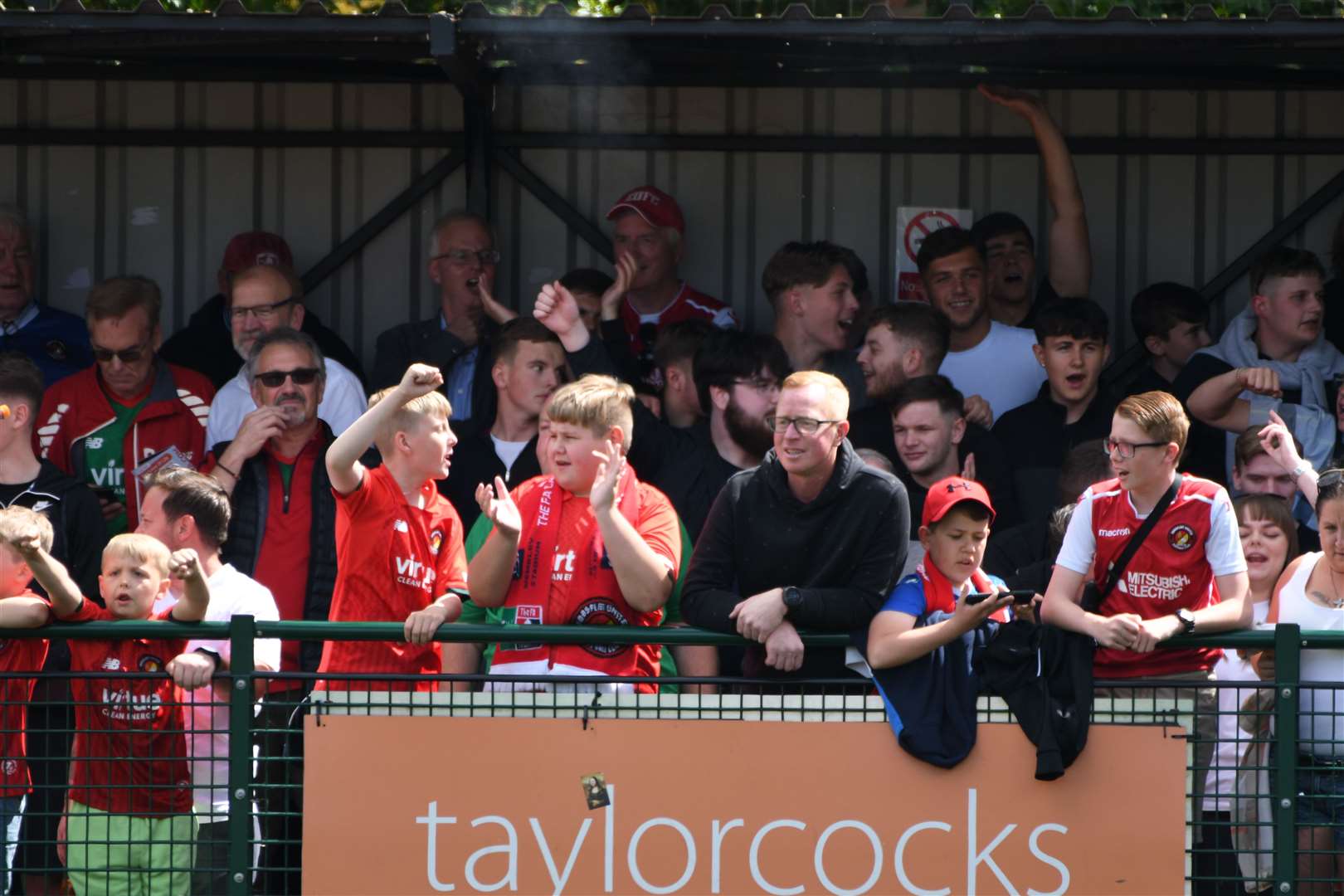 Fleet fans get behind their team at Dorking. Picture: Barry Goodwin