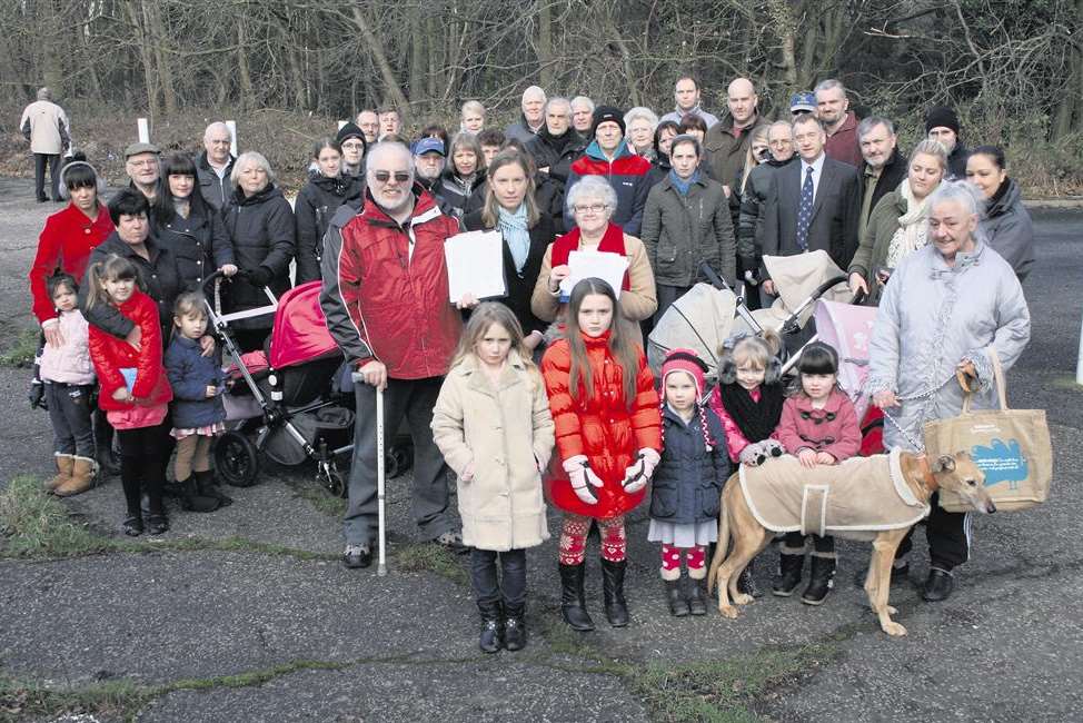 One year ago, Chatham MP Tracey Crouch with protesters against a planned asbestos transfer station in North Dane Way, Lordswood