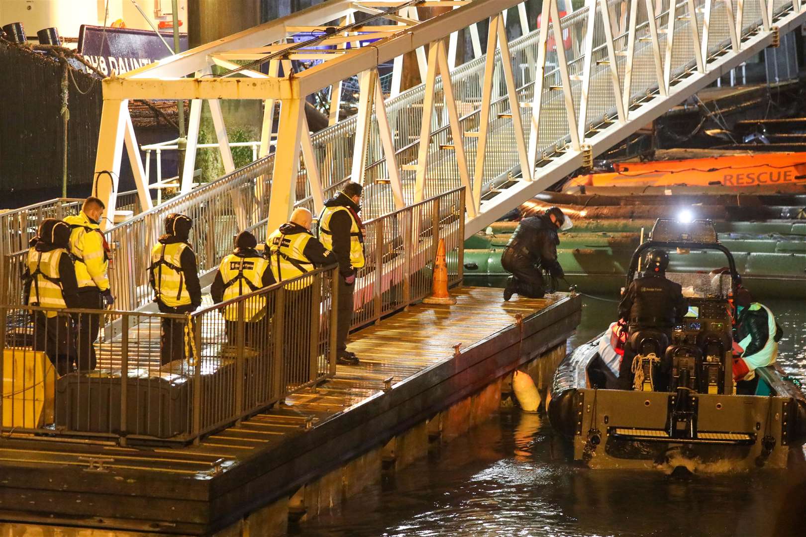 Asylum seekers arrived in Dover on Christmas Day after travelling across the Channel in harsh conditions Picture: UKNIP