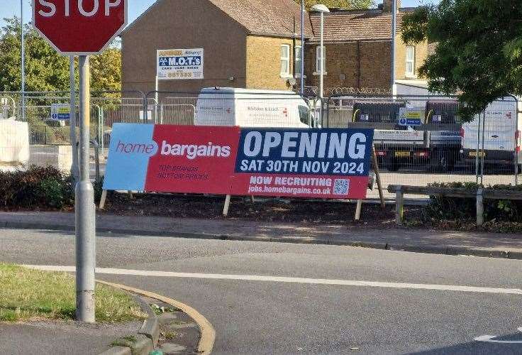 A sign has appeared outside the new Home Bargains store in Millennium Way. Picture: Matthew Brown