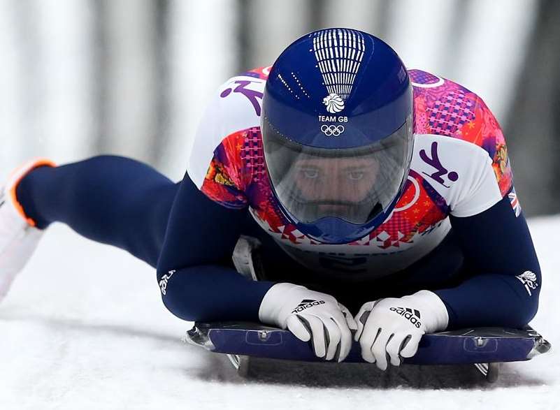 Lizzy Yarnold on her way to gold in the Skeleton in the Olympics. Picture: Getty Images Europe