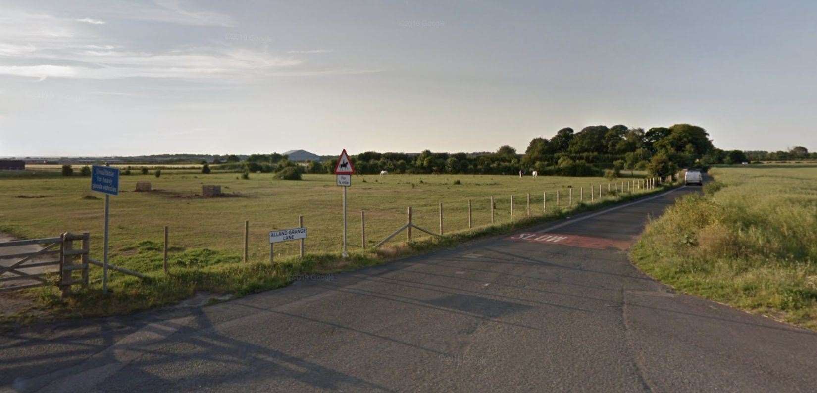 The B2190 near Manston Riding Centre is congested after a field fire. Picture: Google