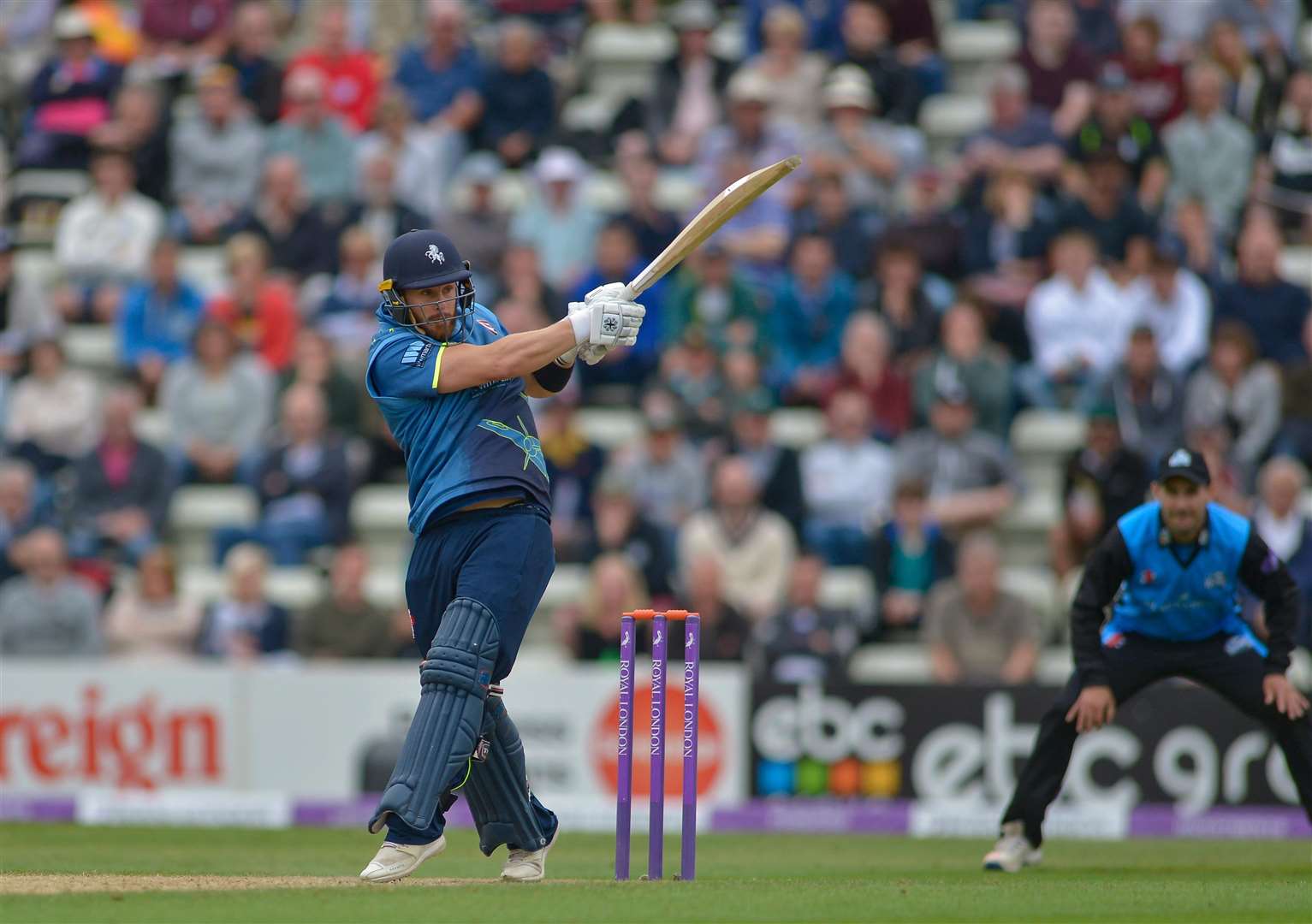 Kent's Adam Rouse pulls a ball to the boundary in his innings of 70. Picture: Ady Kerry