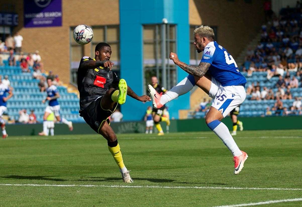 Macauley Bonne in action for the Gills against Harrogate Picture: @Julian_KPI