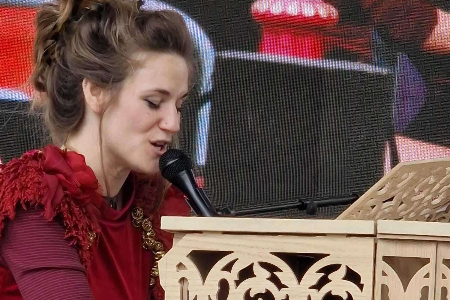 Dulcima Showan performing at her first solo gig at CSP in the Park in Canterbury. Photo: Mel Reddecliffe