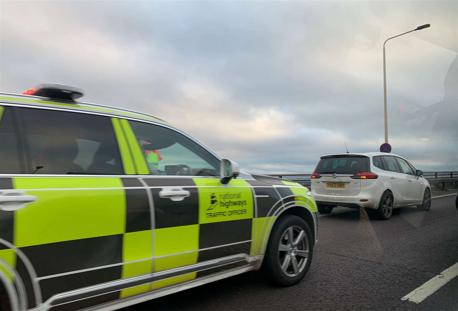 The broken-down car on the QEII bridge in Dartford