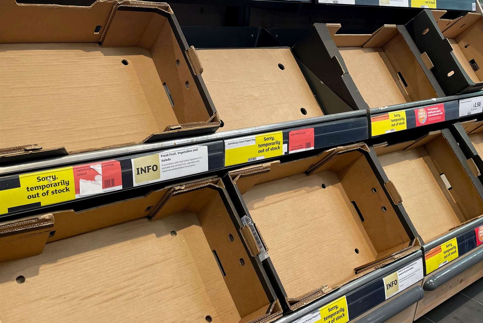 Shelves were empty in February and March when there were shortages of salad and veg