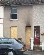 The fire ravaged house. Picture: Christina Qvistgaard