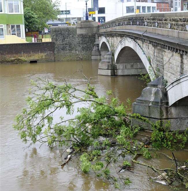 Flooding after heavy rainfall in Maidstone