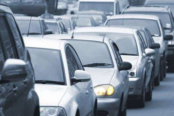 Queuing traffic - stock photo (9633274)