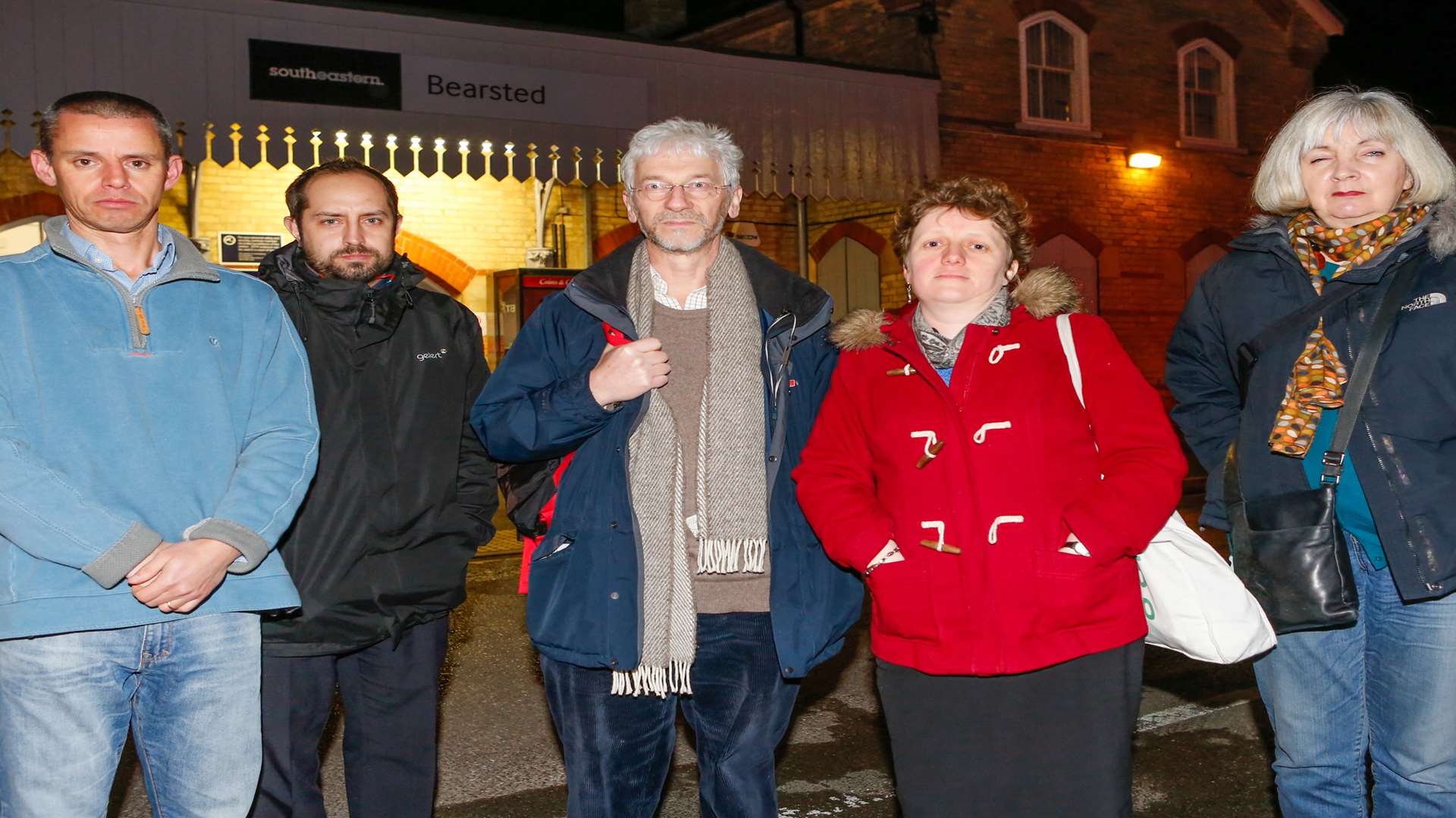 Tony Fitzpatrick, Nigel Fletcher, Tom Tate, Helen Judges and Joy Harvey pictured outside Bearsted railway station