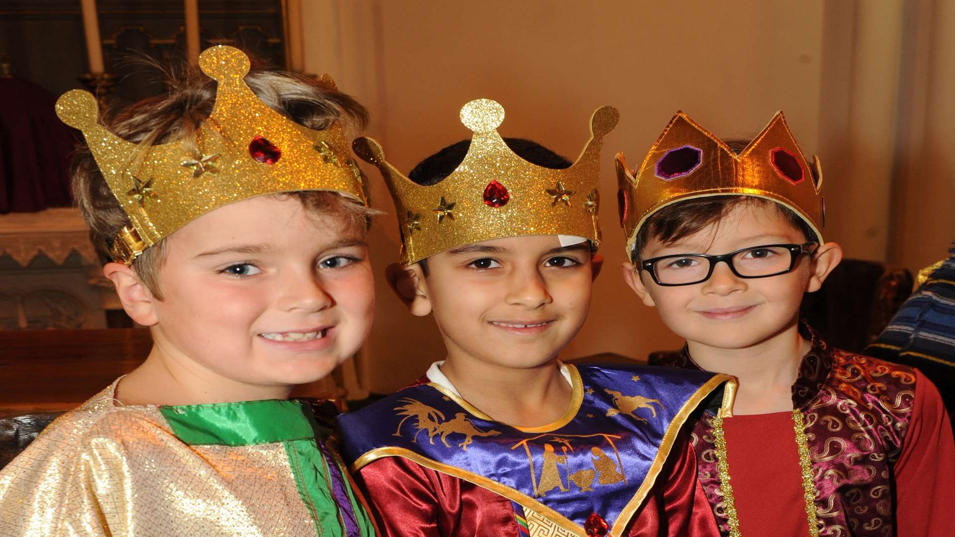 St Joseph's Preparetory School carol service. L-R: Oscar, Kalbhan and Frankie.