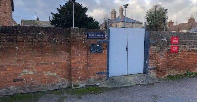 This is the entrance to the beer garden from the pub car park