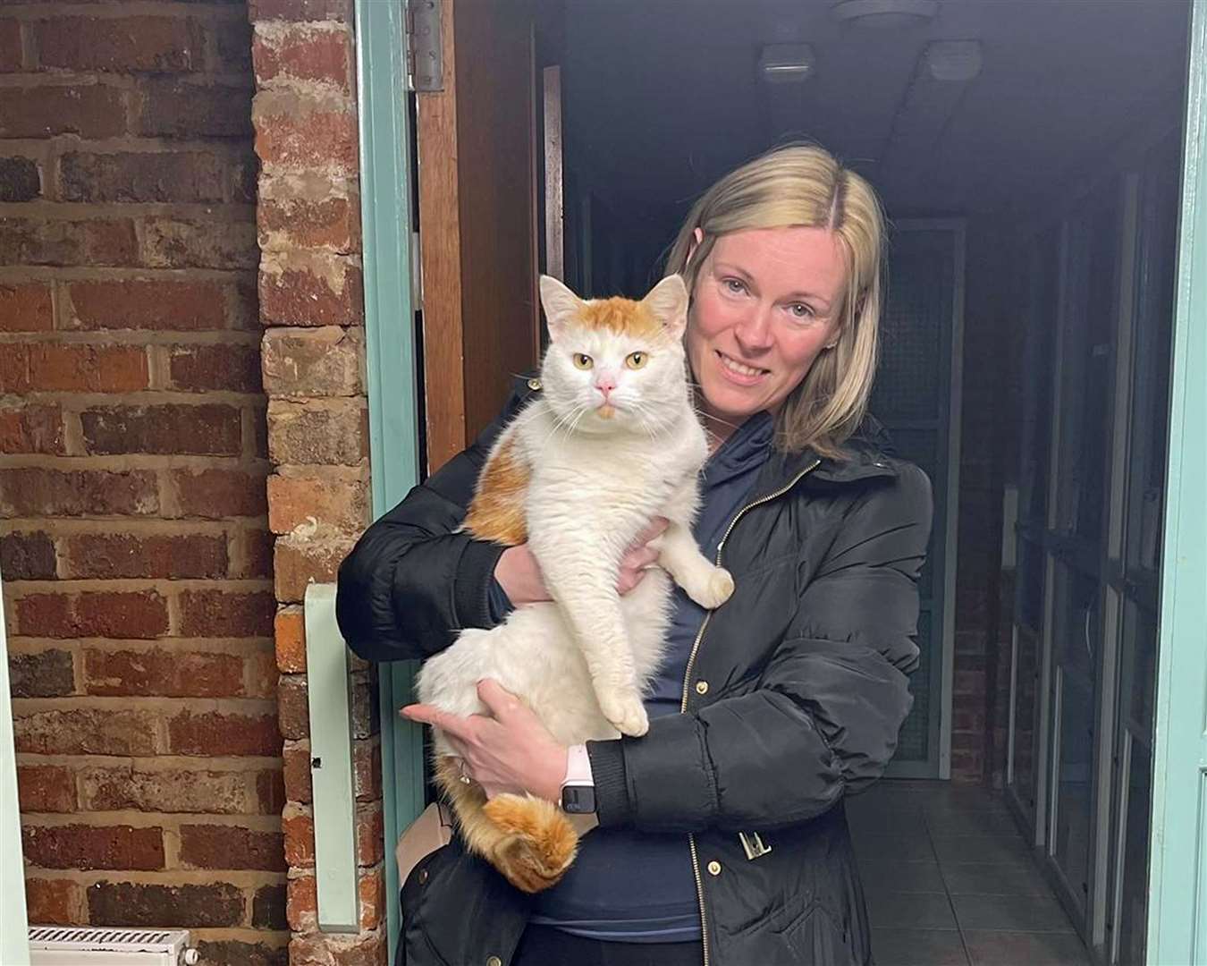 Cara McBurnie reunited with Beans (Cats Protection)