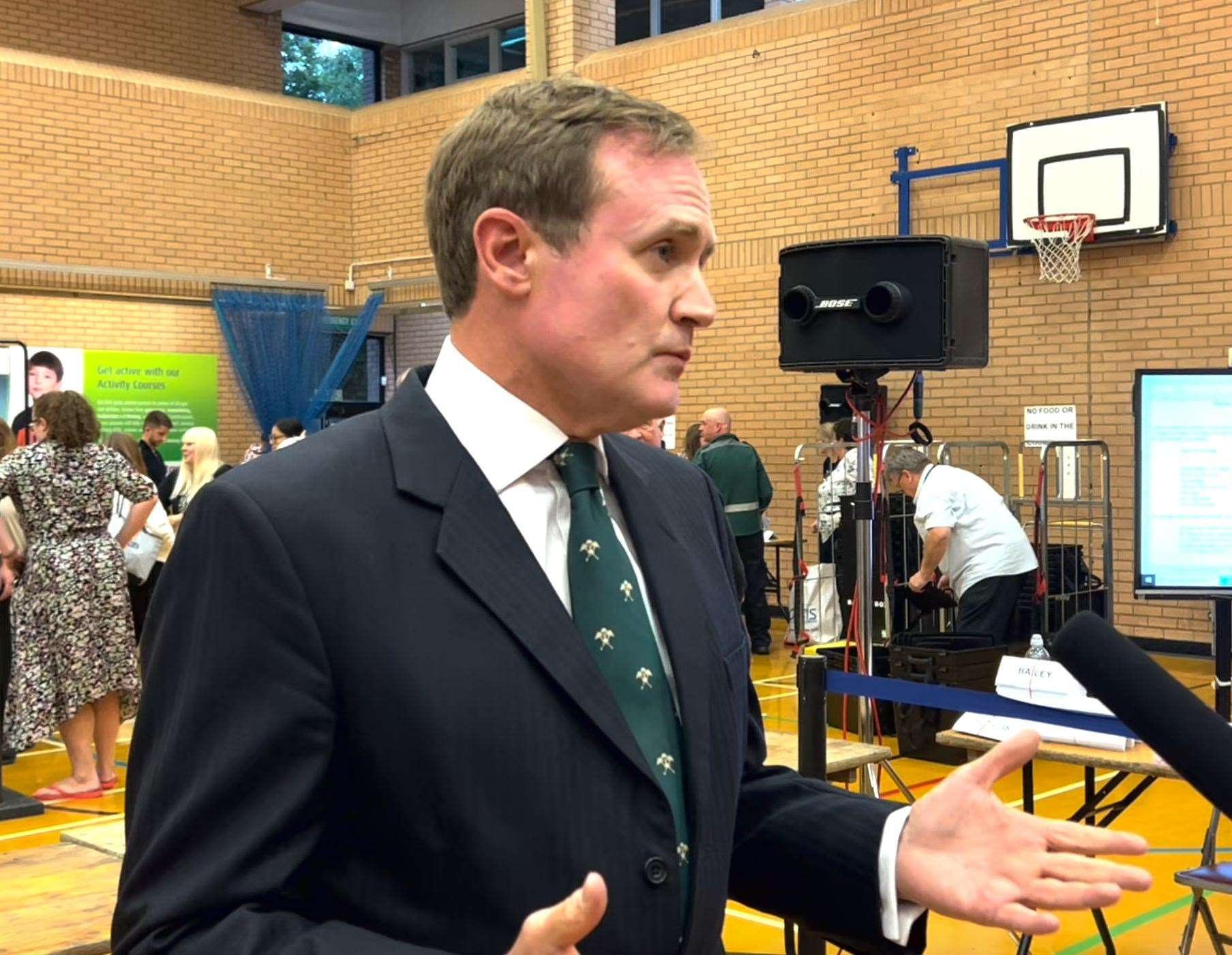 Tom Tugendhat speaks after holding the seat in Tonbridge