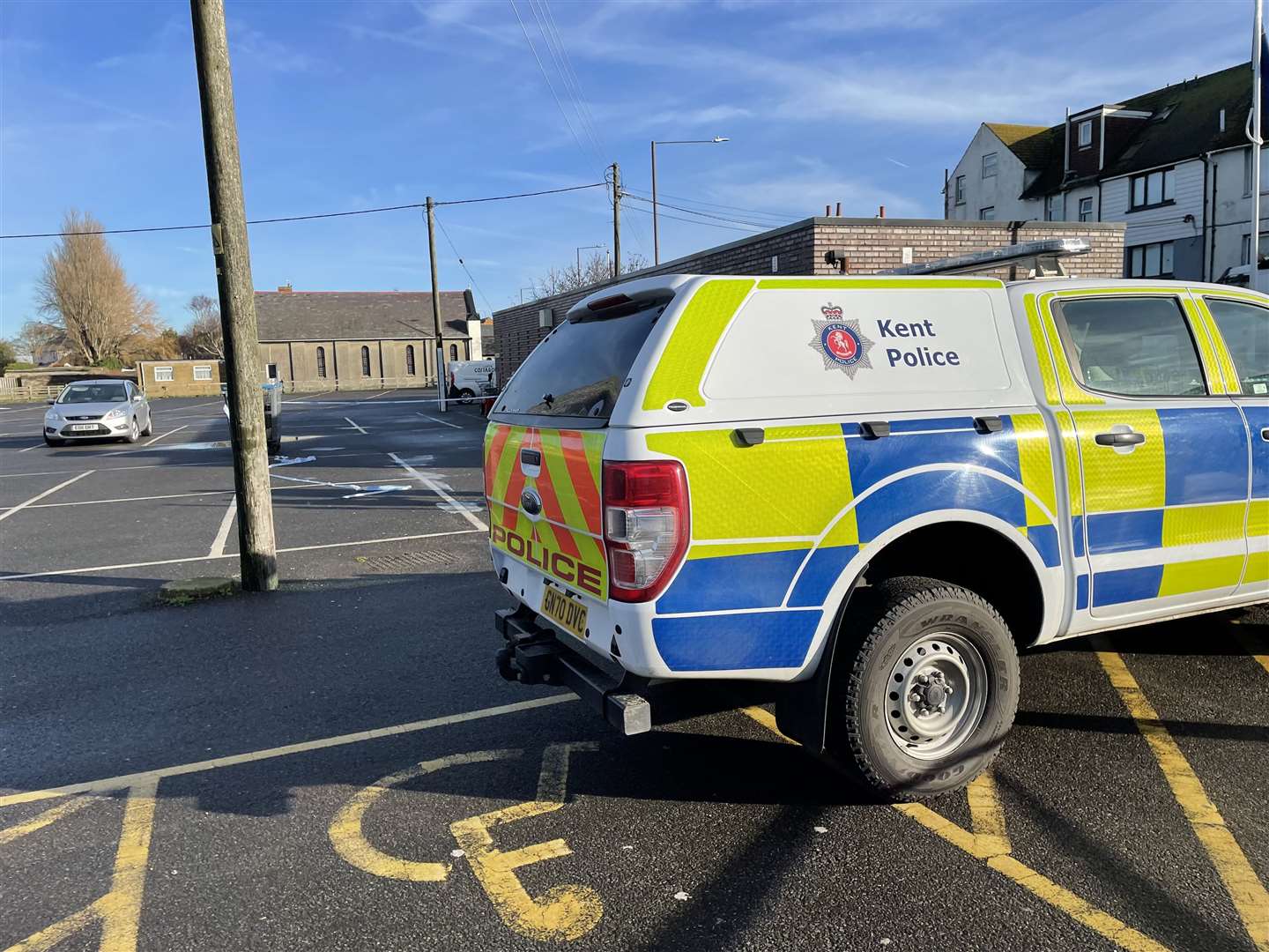 Part of the car park was cordoned off by police