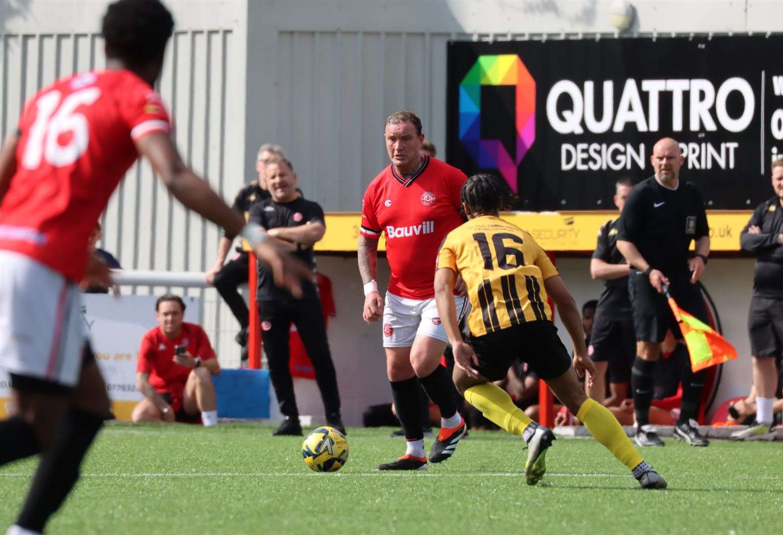 Danny Kedwell on the ball for Chatham against Folkestone Invicta this season Picture: Max English (@max_ePhotos)