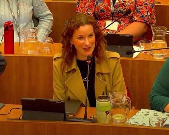 Cllr Anna Cope speaking in the council chamber