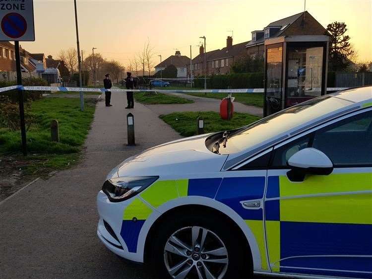 Police and forensics in Station Chine, Herne Bay, in March 2019