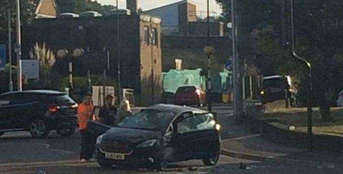 A car crashed into a bollard in Gun Lane, Strood, in July 2020