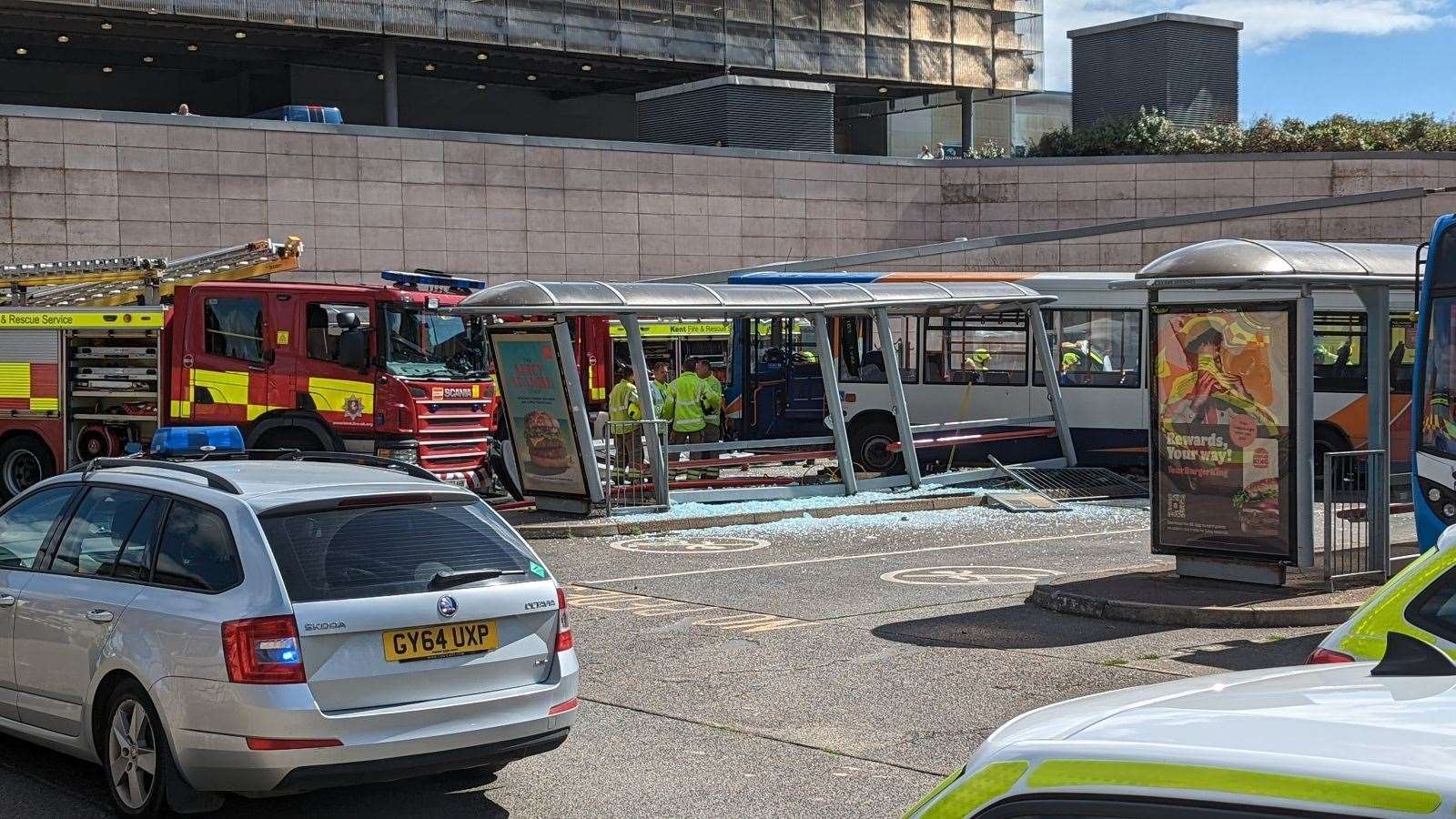 Police, fire and ambulance teams at the scene. Picture: Rhys Griffiths