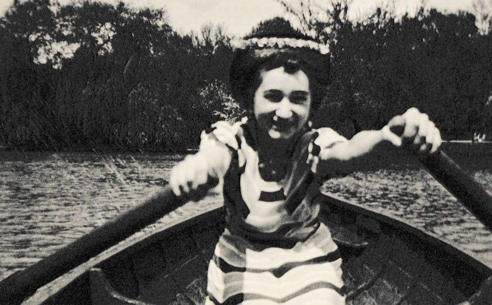 Waltraud Hollman as a youngster boating in Germany