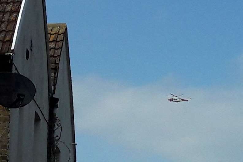 The coastguard helicopter off Herne Bay. Picture: Jason Onion