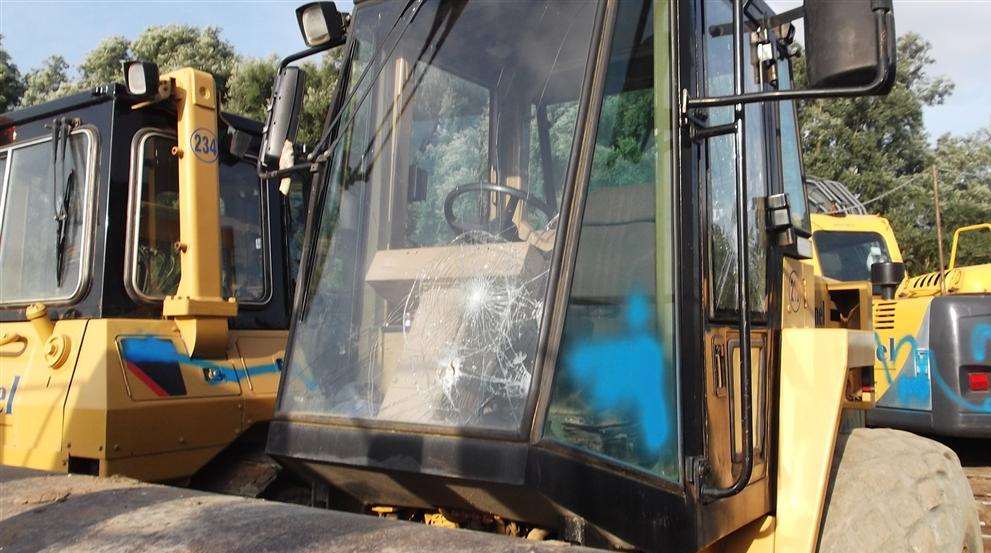 Criminal damage to machinery working on flood defences in Sandwich.