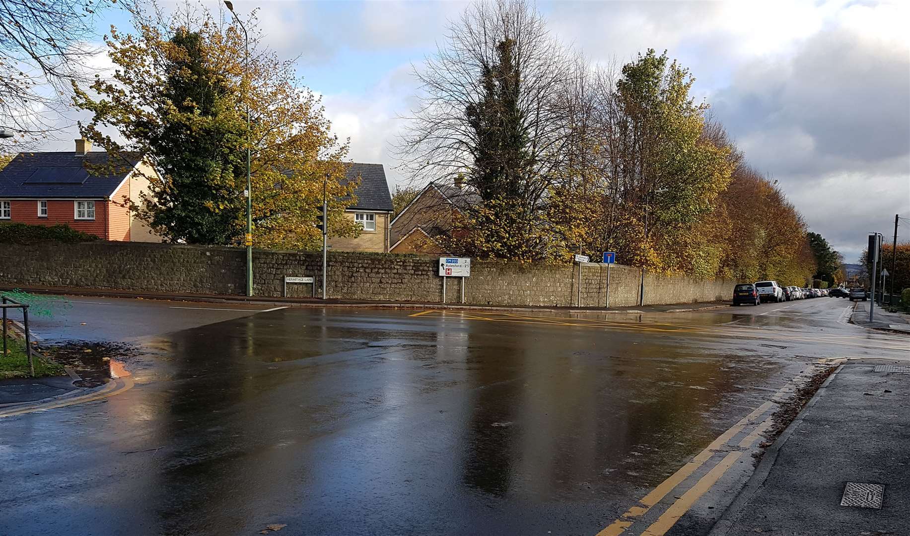 The spot of the 90s sinkhole. Between Hermitage Lane, St Andrews Road and Fountain Lane