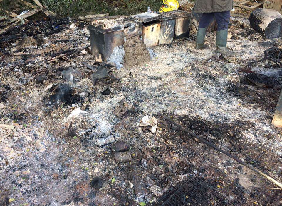 Devastation. Little remains of the timber building or the vital supplies kept by the charity. Picture: Pukka Ponies Equine Rescue