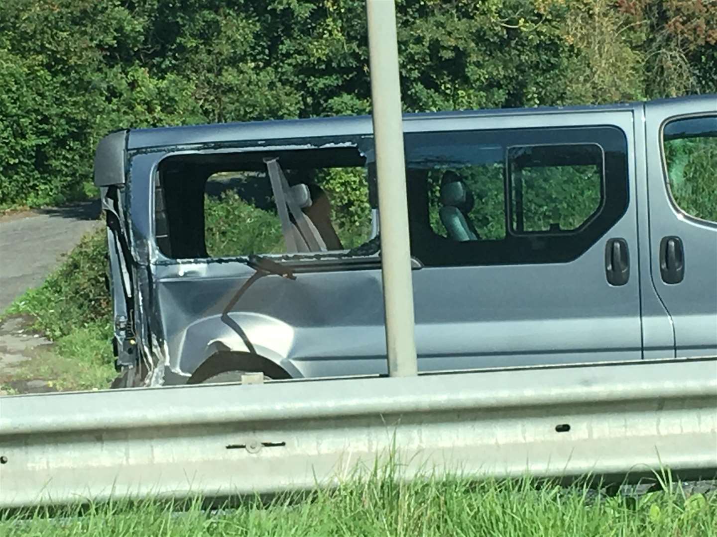 A minibus was involved in the crash with a motorbike on Detling Hill this morning (4149379)