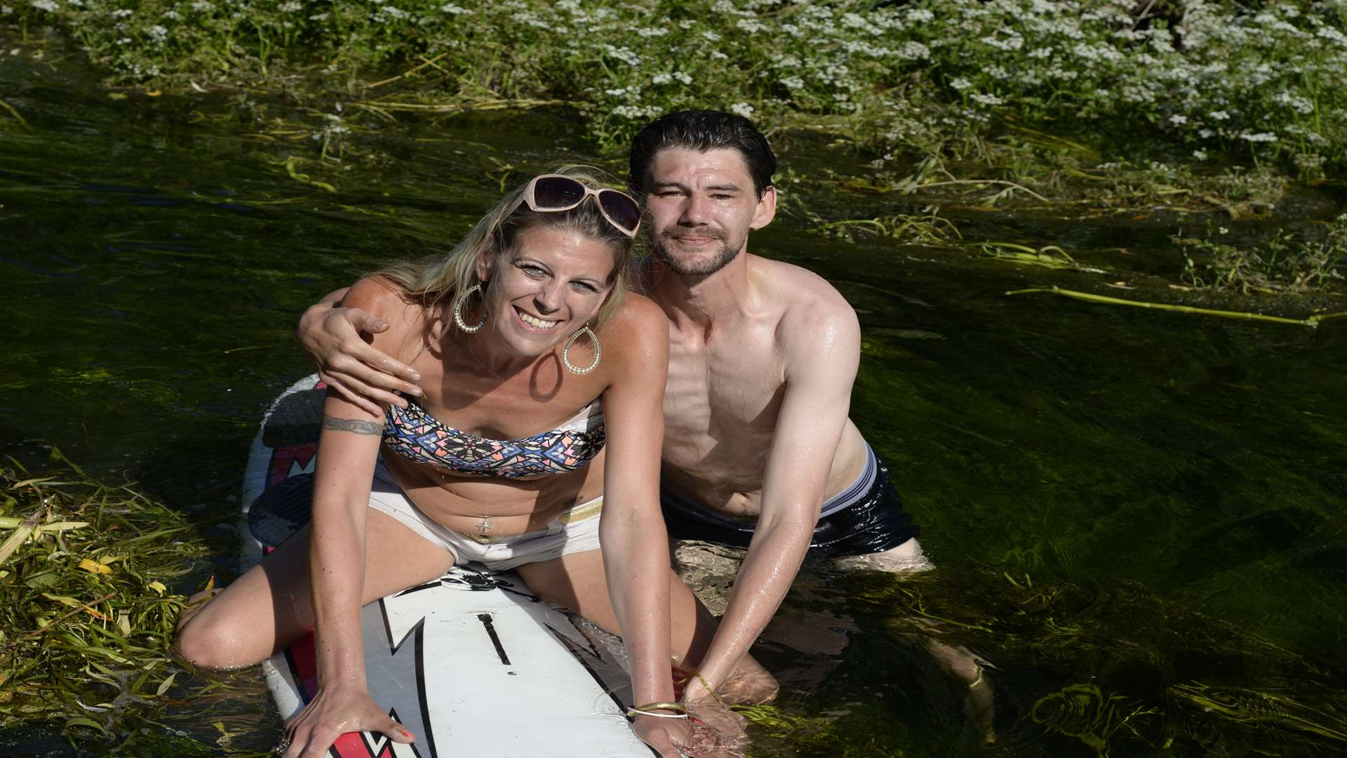 Clare Rigden and Terry Chittenden out for a paddle in the Stour at the Westgate Gardens