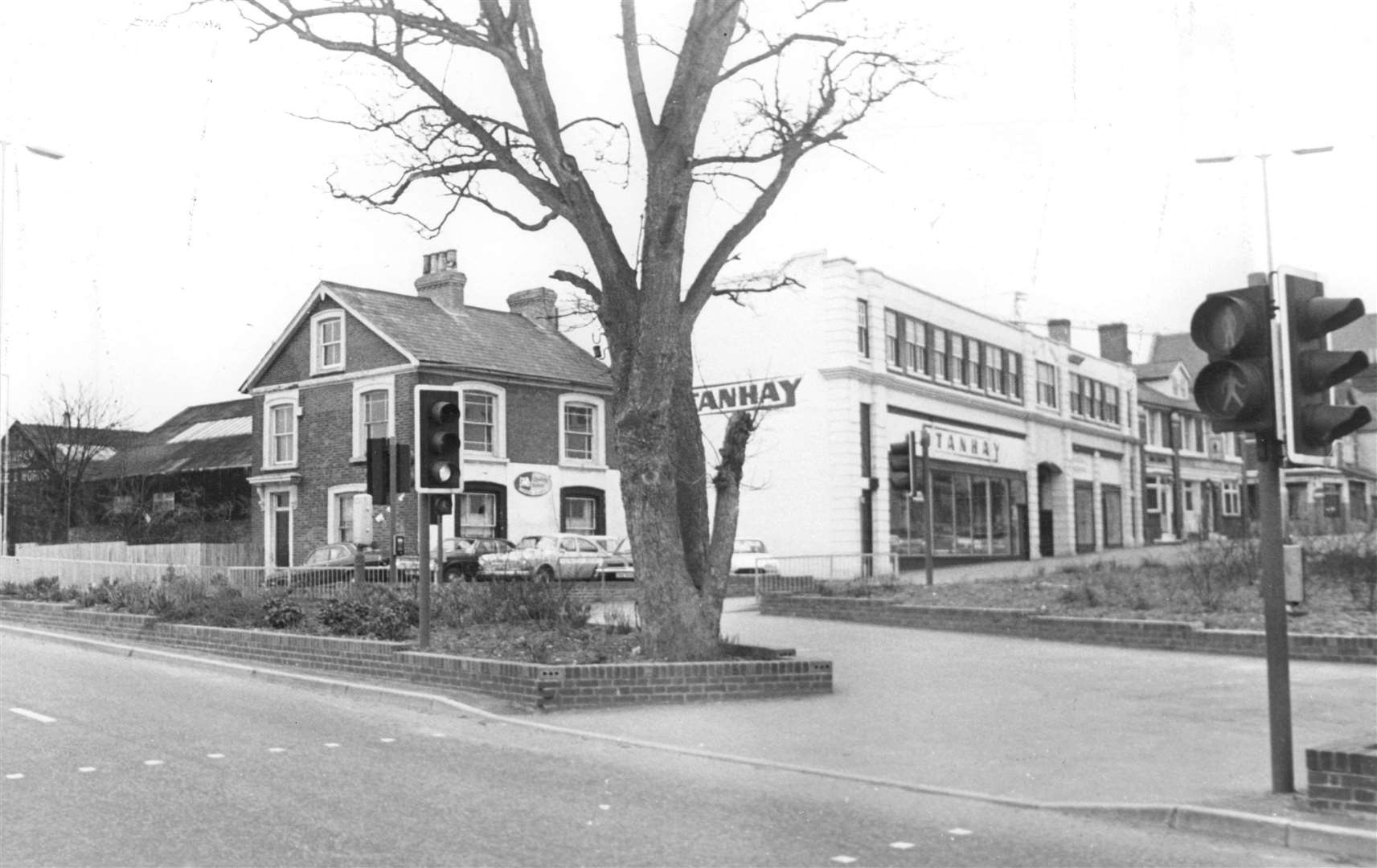 The top of Elwick Road at the junction of Godinton Road and the crossing over to the former Ashford Market site pictured in 1973. Until January 2020, Debenhams - the flagship store of the County Square extension - occupied the site. The illustrated buildings were demolished 45 years ago. Picture: Steve Salter