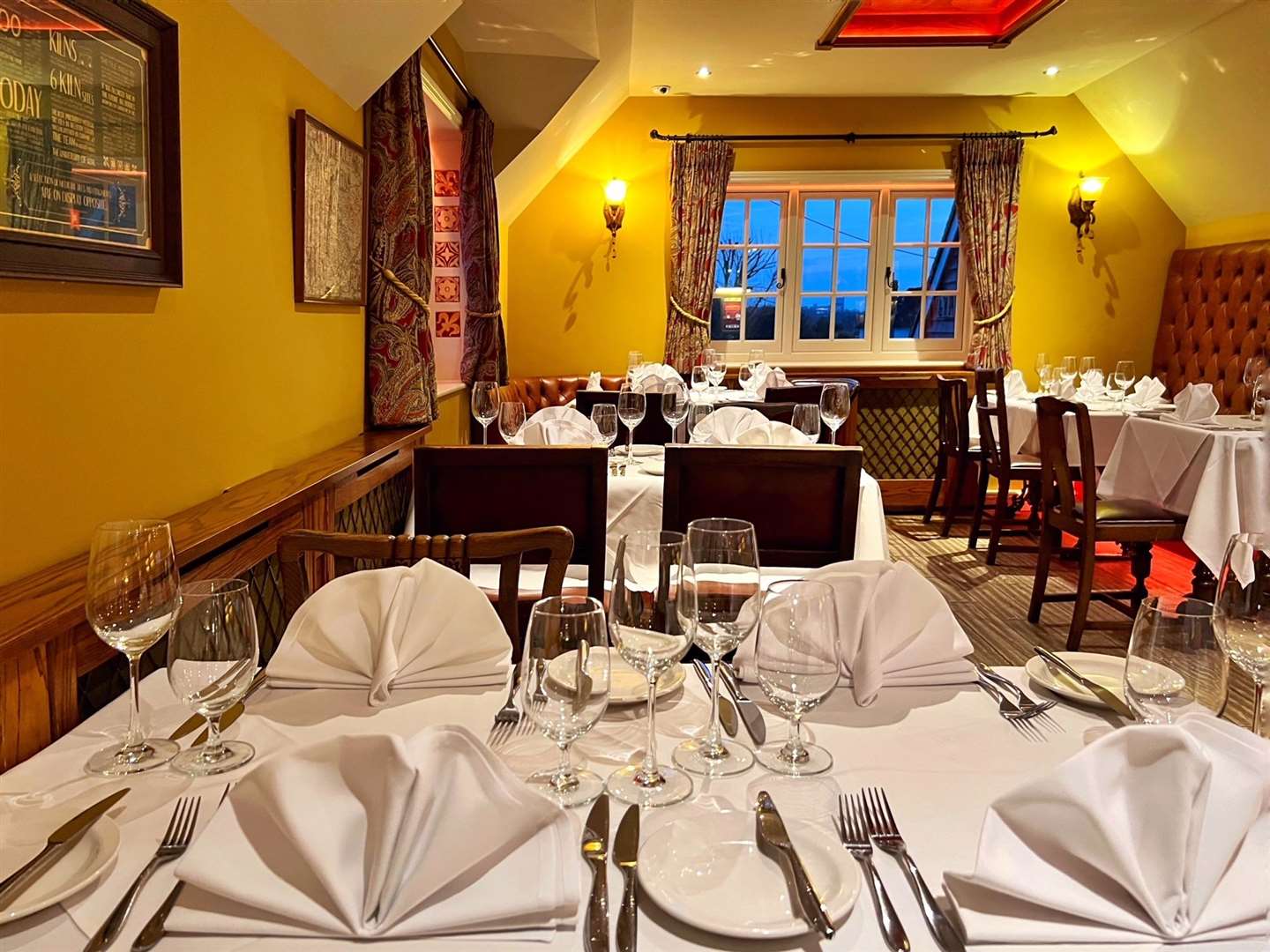 Tables laid in the dining area of Kathton House at The Tyler's Kiln. Picture: Allister Collins