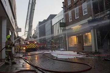 A firefighter tackling the flames. Picture: Kent Fire and Rescue Service.