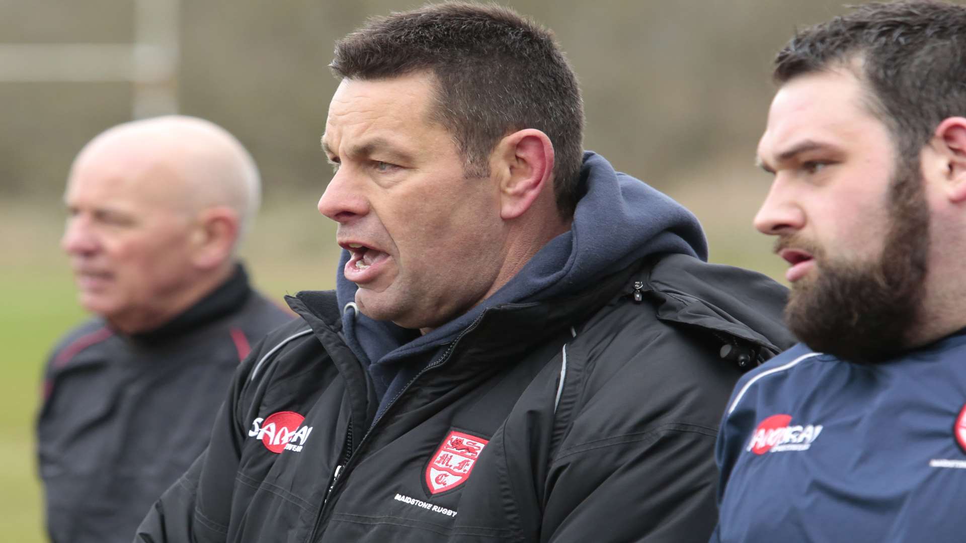 Maidstone coach Paul Hathaway, centre, has decisions to make over his Twickenham line-up Picture: Martin Apps