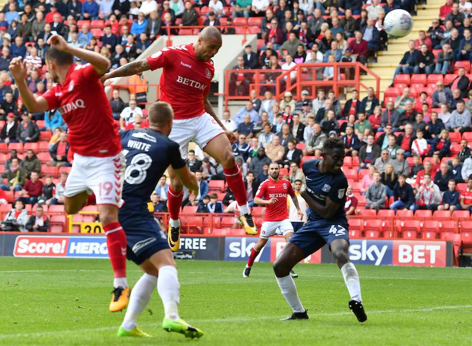 Charlton's Josh Magennis scores against Southend. Picture: Keith Gillard