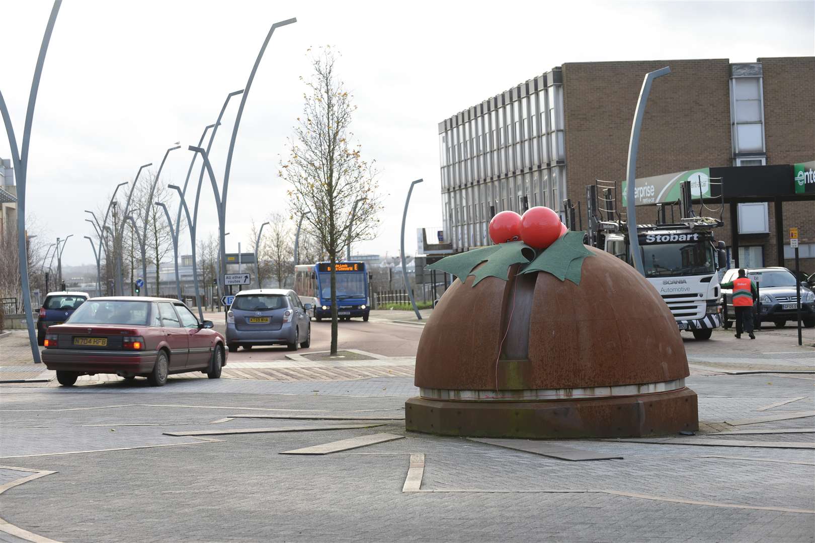 The Bolt in Ashford - when pranksters decorated it as a Christmas pudding