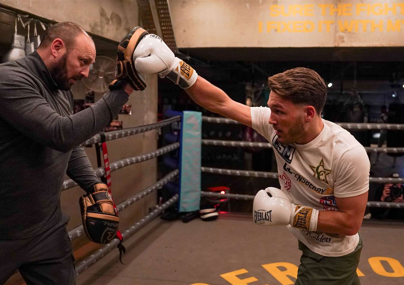 Charlie Hickford on the pads ahead of his next fight Picture: Stephen Dunkley / Queensberry Promotions