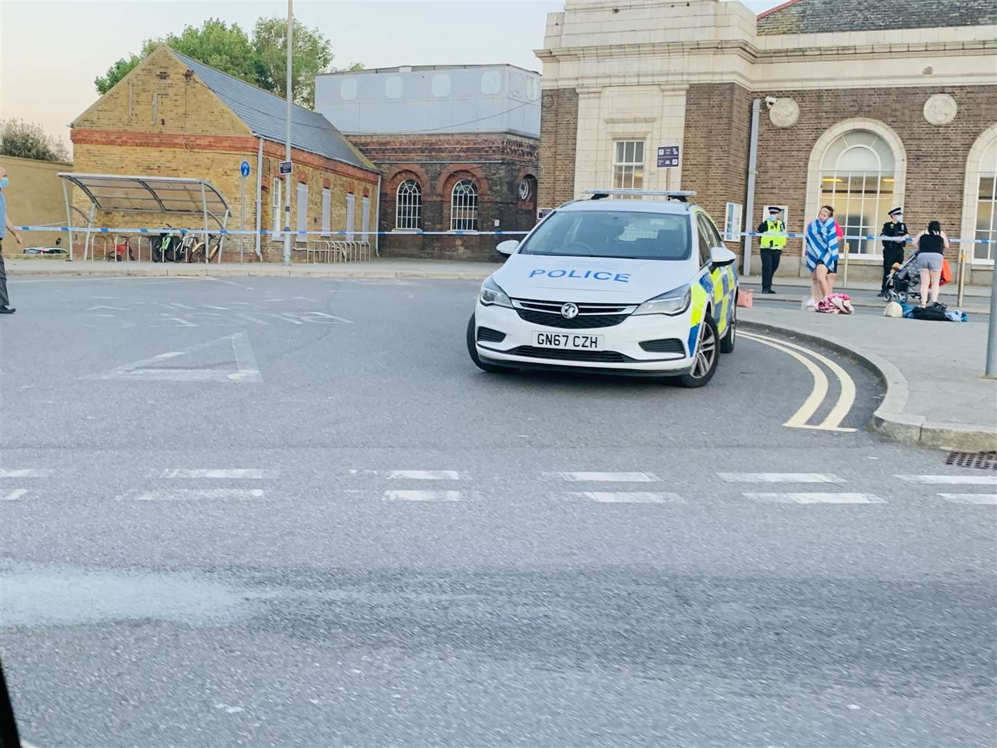 A police cordon set up at the station. Pictures: Rebecca Ann