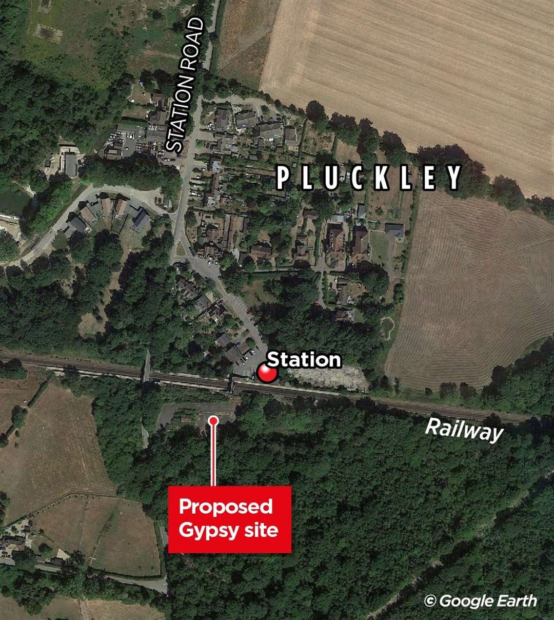 The plot of land would be to the south of Pluckley railway station